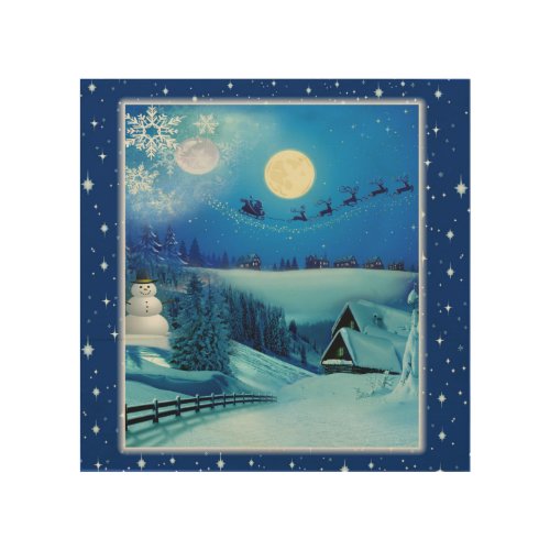 Snowy Winter Holiday Fantasy Wood Wall Art