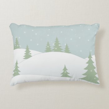 Snowy Winter Landscape Accent Pillow by FantasyPillows at Zazzle