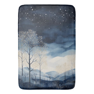 Snowy Winter Landscape Bath Mat