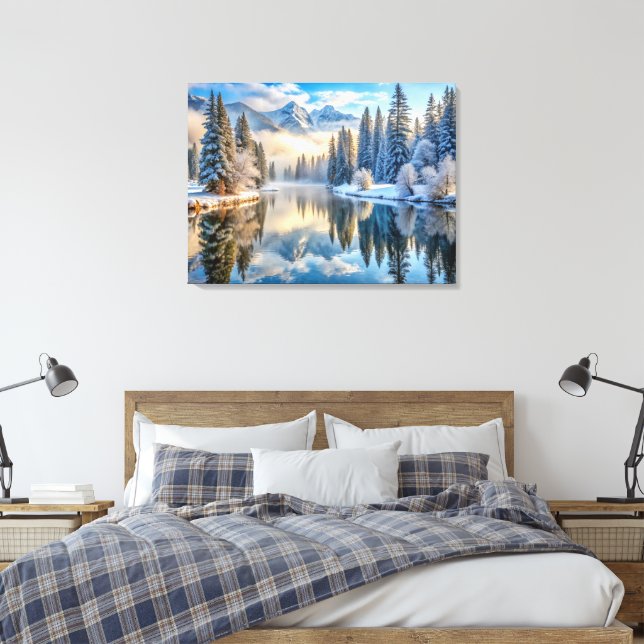 Snowy Winter Landscape Canvas Art (Insitu(Bedroom))