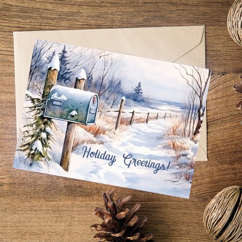 Snowy Winter Landscape Holiday Greeting Card