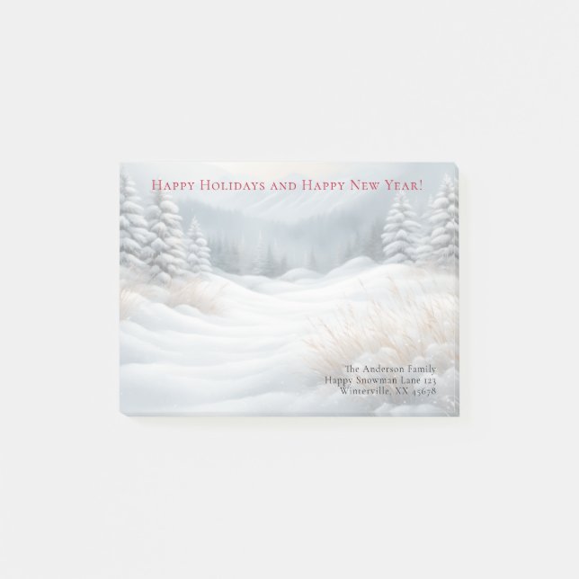 Snowy Winter Landscape Holiday Postcard Post-it Notes (Front)