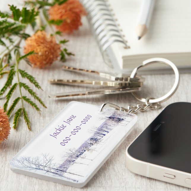 Snowy Winter Landscape Keychain (Front Right)