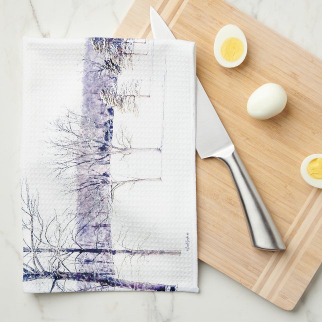Snowy Winter Landscape Kitchen Towel (Quarter Fold)