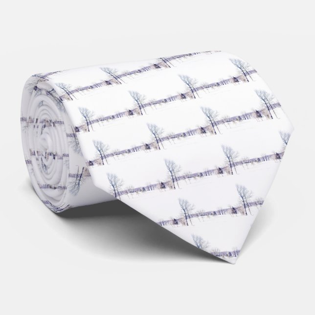 Snowy Winter Landscape Neck Tie (Rolled)