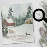 Snowy Winter Landscape Optional Text Watercolor Jigsaw Puzzle<br><div class="desc">Personalized snowy winter landscape jigsaw puzzle with fully editable wording which you can personalize for any occasion or delete altogether. Design features peaceful watercolor winter landscape of a lakeside cabin, pine trees and a snow field with a sledge and a duck on the lake. The wording currently reads "Merry Christmas...</div>