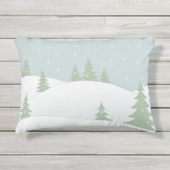 Snowy Winter Landscape Outdoor Accent Pillow by FantasyPillows at Zazzle