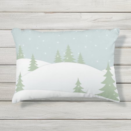 Snowy Winter Landscape Outdoor Accent Pillow