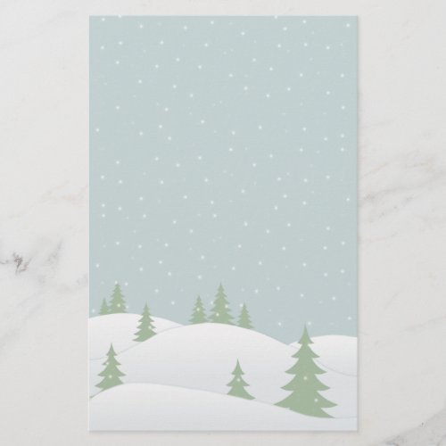 Snowy Winter Landscape Stationery Paper
