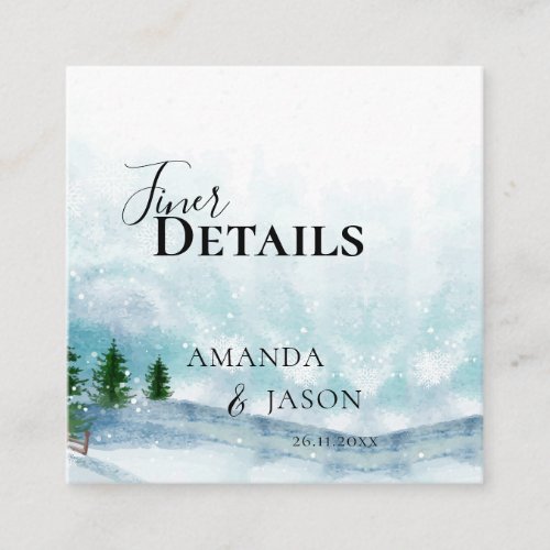Snowy Winter Magic Blue Hues Snowflakes Wedding  Enclosure Card