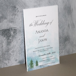 Snowy Winter Morning Blue Hues Wedding Invitation