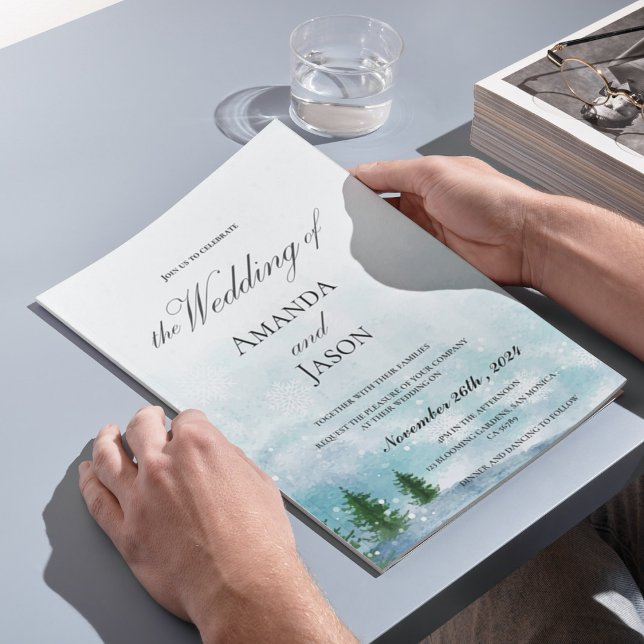 Snowy Winter Morning Blue Hues Wedding Invitation  (Snowy Winter Morning Blue Hues Wedding Invitation
)