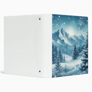 Snowy Winter Mountain 3 Ring Binder