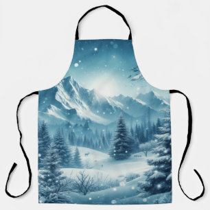 Snowy Winter Mountain Apron