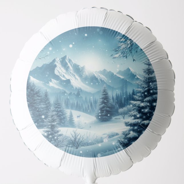 Snowy Winter Mountain Balloon (Front)