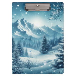 Snowy Winter Mountain Clipboard