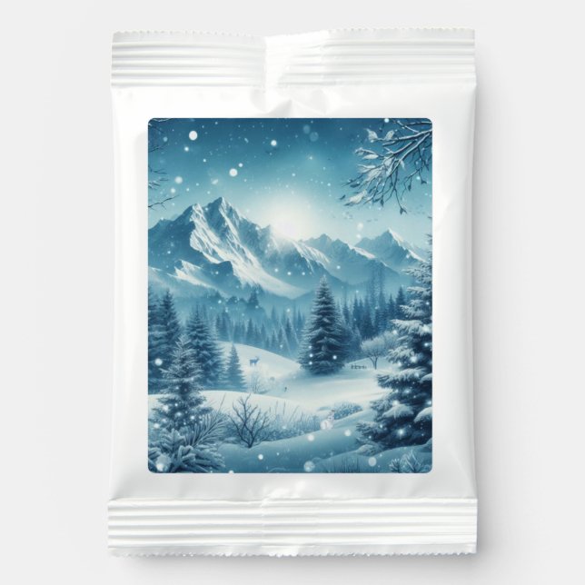 Snowy Winter Mountain Hot Chocolate Drink Mix (Front)