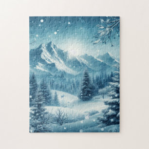 Snowy Winter Mountain Jigsaw Puzzle