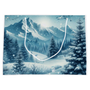 Snowy Winter Mountain Large Gift Bag