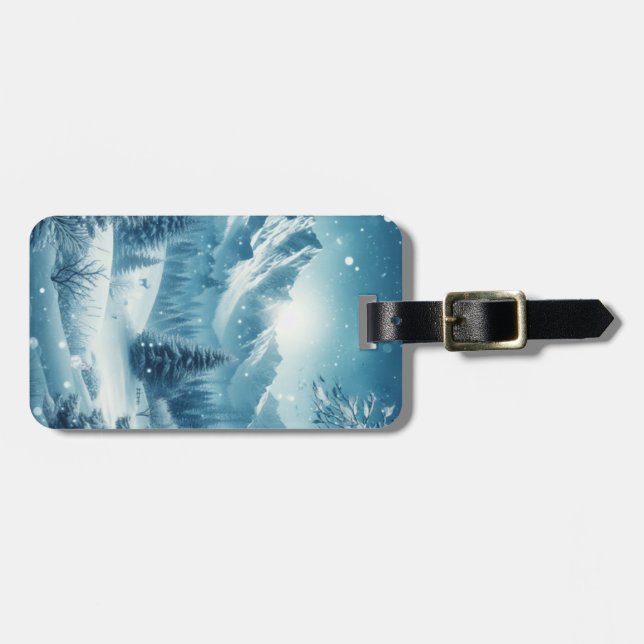 Snowy Winter Mountain Luggage Tag (Front Horizontal)