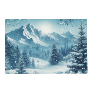 Snowy Winter Mountain Placemat