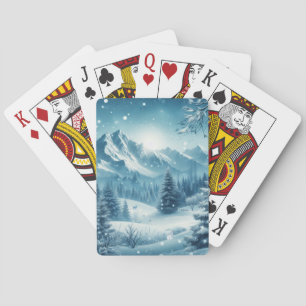 Snowy Winter Mountain Poker Cards