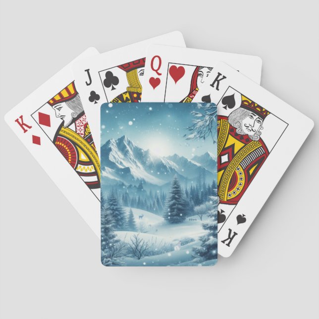 Snowy Winter Mountain Poker Cards (Back)