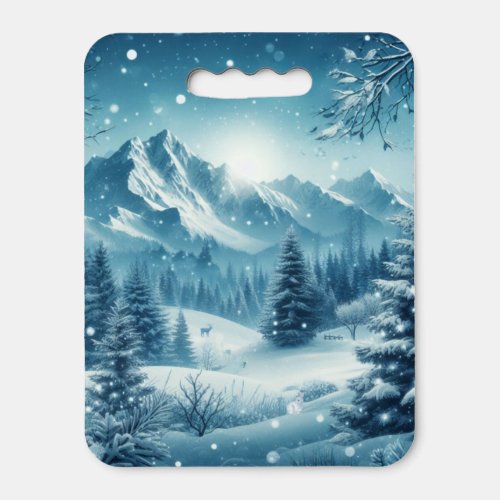 Snowy Winter Mountain Seat Cushion