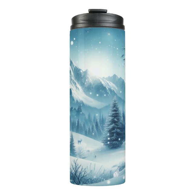 Snowy Winter Mountain Thermal Tumbler (Front)