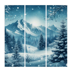Snowy Winter Mountain Triptych
