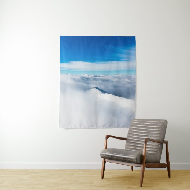 Snowy winter mountain wrapped in clouds tapestry (In Situ)