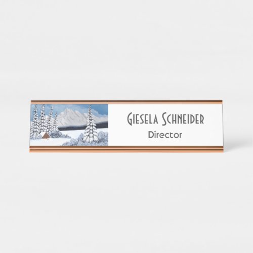 Snowy Winter Mountains Name Plate