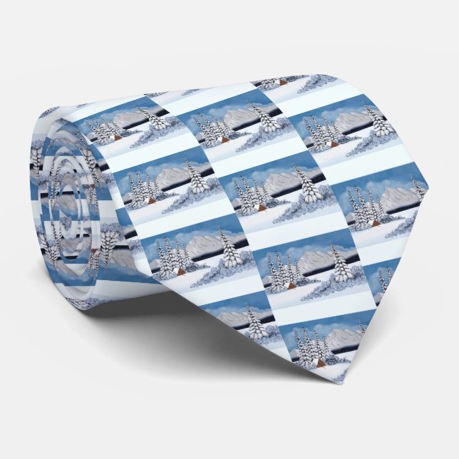 Snowy Winter Neck Tie (Rolled)