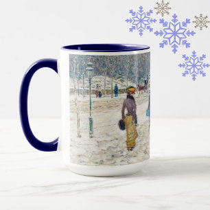 Snowy Winter New York City Scene Vintage Art Mug
