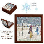 Snowy Winter New York City Scene Vintage Painting Gift Box<br><div class="desc">Add winter charm to your home with this elegant wooden box, featuring a New York City street in the snow. The picturesque view of Fifth Avenue along Central Park is a turn-of-the-century, impressionist-style painting by American artist Frederick Childe Hassam (original artwork housed in the Art Institute of Chicago). A beautiful...</div>