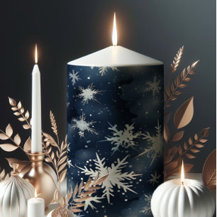 Snowy Winter Night  Pillar Candle