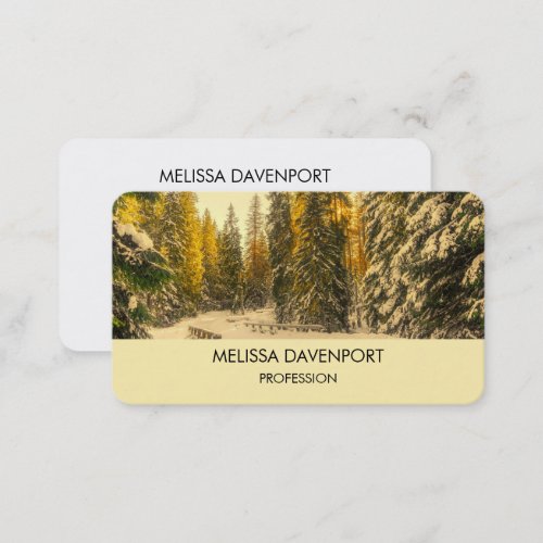 Snowy Winter Path with Pine Trees Business Card