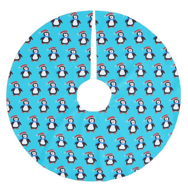 Snowy Winter Penguin  Brushed Polyester Tree Skirt (Front)