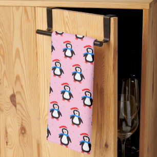 Snowy Winter Penguin Kitchen Towel