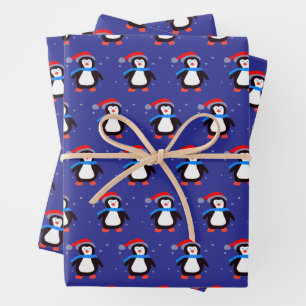 Snowy Winter Penguin  Wrapping Paper Sheets