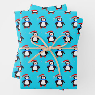 Snowy Winter Penguin Wrapping Paper Sheets