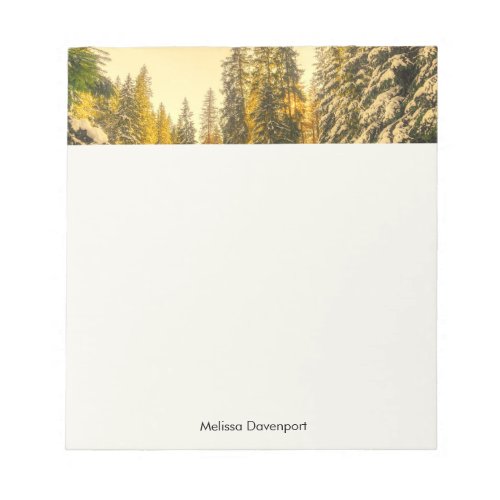 Snowy Winter Pine Trees Nature Photo Notepad