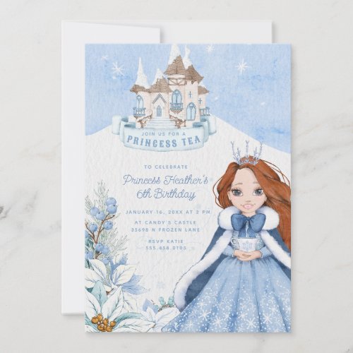 Snowy Winter Princess Tea Party Invitation
