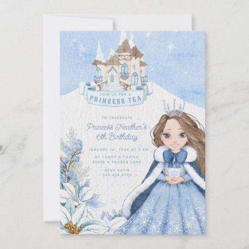 Snowy Winter Princess Tea Party Invitation