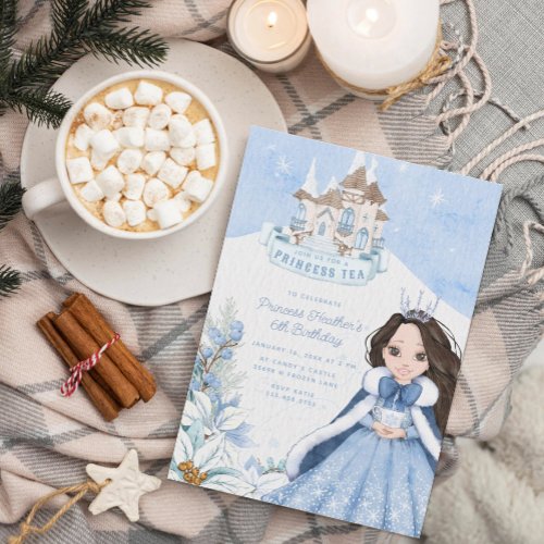 Snowy Winter Princess Tea Party Invitation