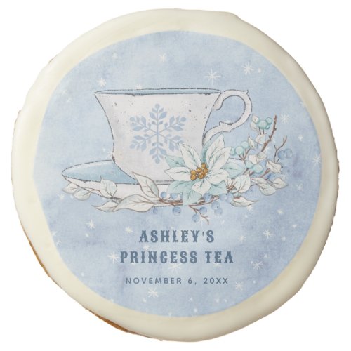 Snowy Winter Princess Tea  Tea Cup Sugar Cookie
