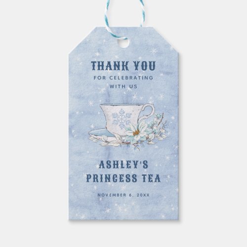 Snowy Winter Princess Tea  Thank You Gift Tags