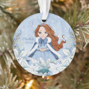 Snowy Winter Red Head Princess Ornament