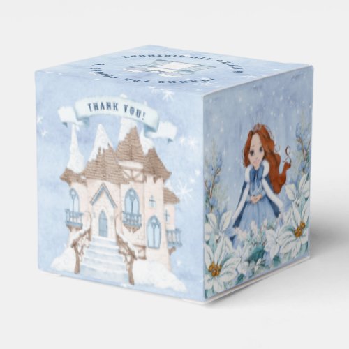 Snowy Winter Red Headed Princess Birthday Favor Boxes