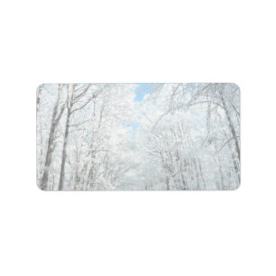Snowy Winter Road Scene Label